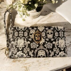 NWT Betsey Johnson Skull Black
& White Wristlet